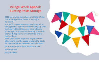 Village Week appeal for bunting posts storage
