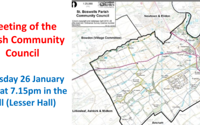 Parish Community Council meeting, 26th January in the Lesser Hall, 7.15