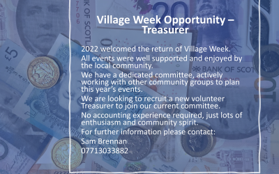The Village Week Committee is seeking a Treasurer