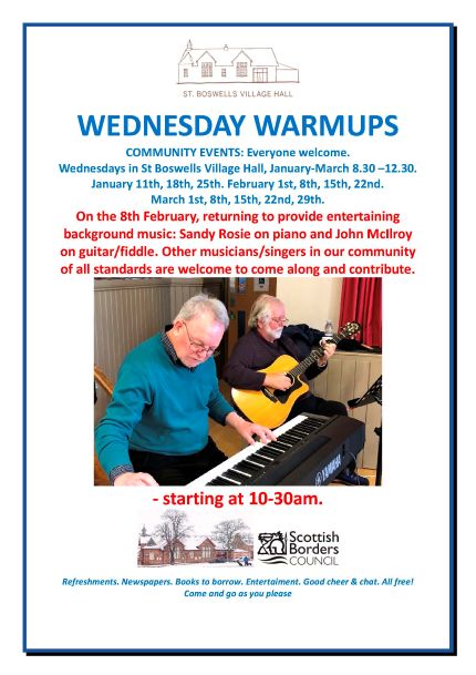 Wednesday Warmup, 8th Feb. featuring Sandy Rosie, John Mcilroy & others