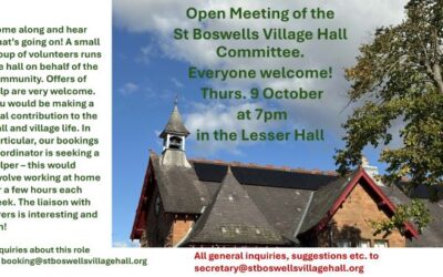 Village Hall committee open meeting, 9 October at 7pm